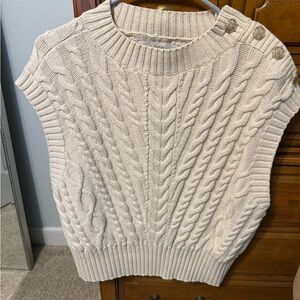 Loft Cable Knit Sleeveless Sweater Vest - Cream